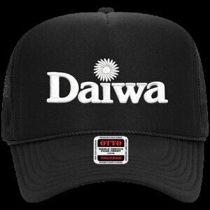 Solid Black Daiwa Otto Mesh Foam Trucker Snap Back Hat Cap